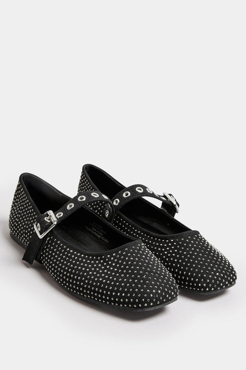  Ballerines Noires Cloutées Pieds Extra Larges EEE