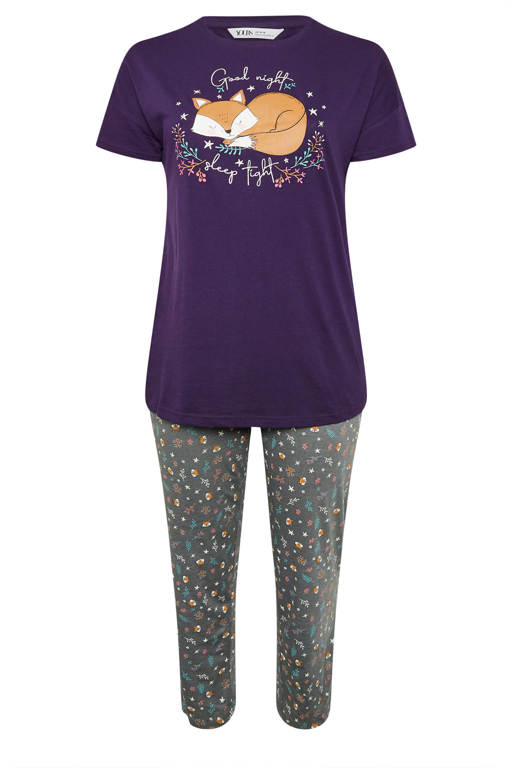  YOURS - Ensemble De Pyjama Violet & Gris 'Goodnight, Sleep Tight'