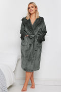  YOURS - Robe De Chambre Grise Gauffrée Nervurée à Capuche