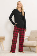  LTS Tall Black & Red Cotton Check Pyjama Bottoms