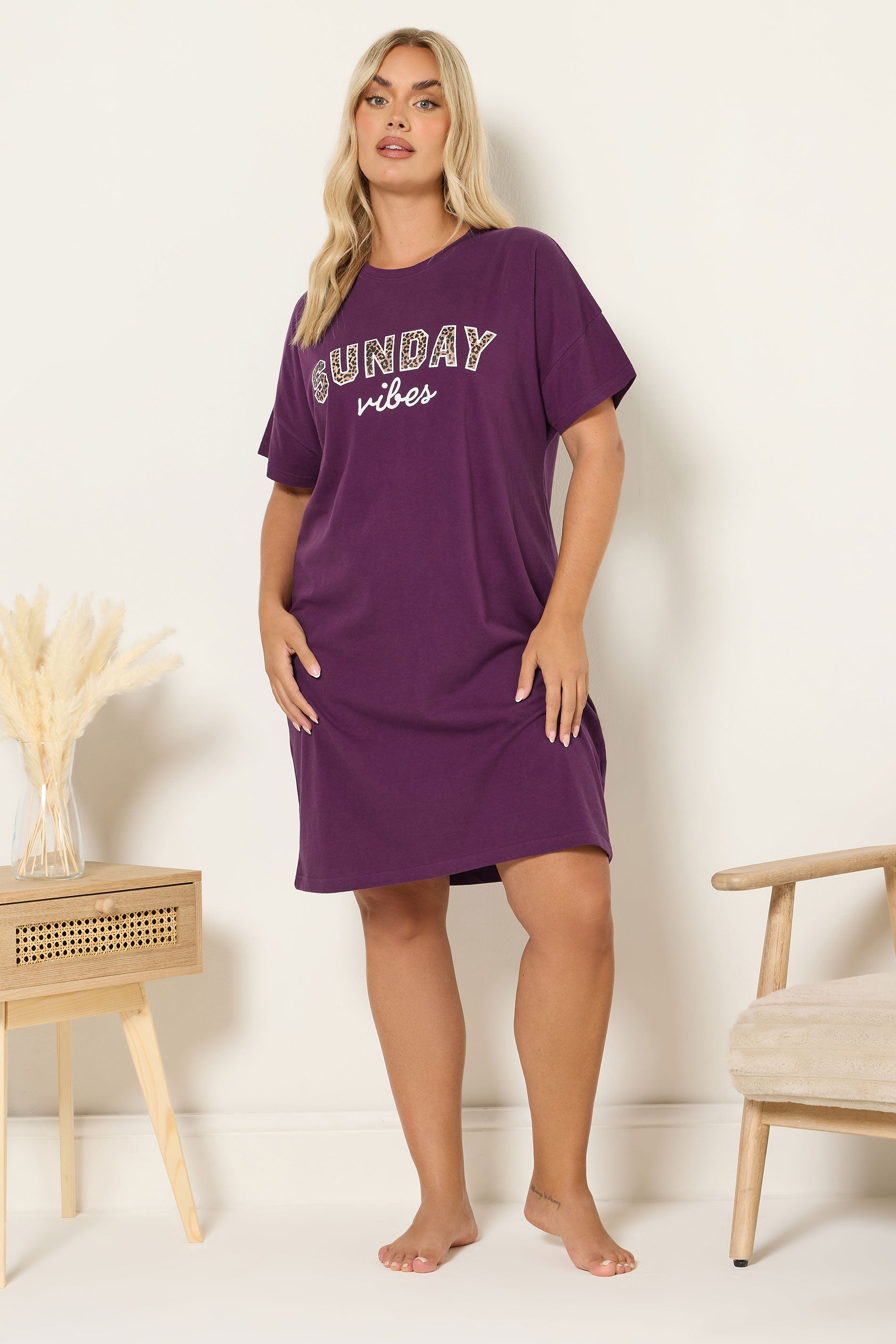  YOURS LOT DE 2 T-shirts De Nuit Bordeaux Rouge « Sunday Vibes »