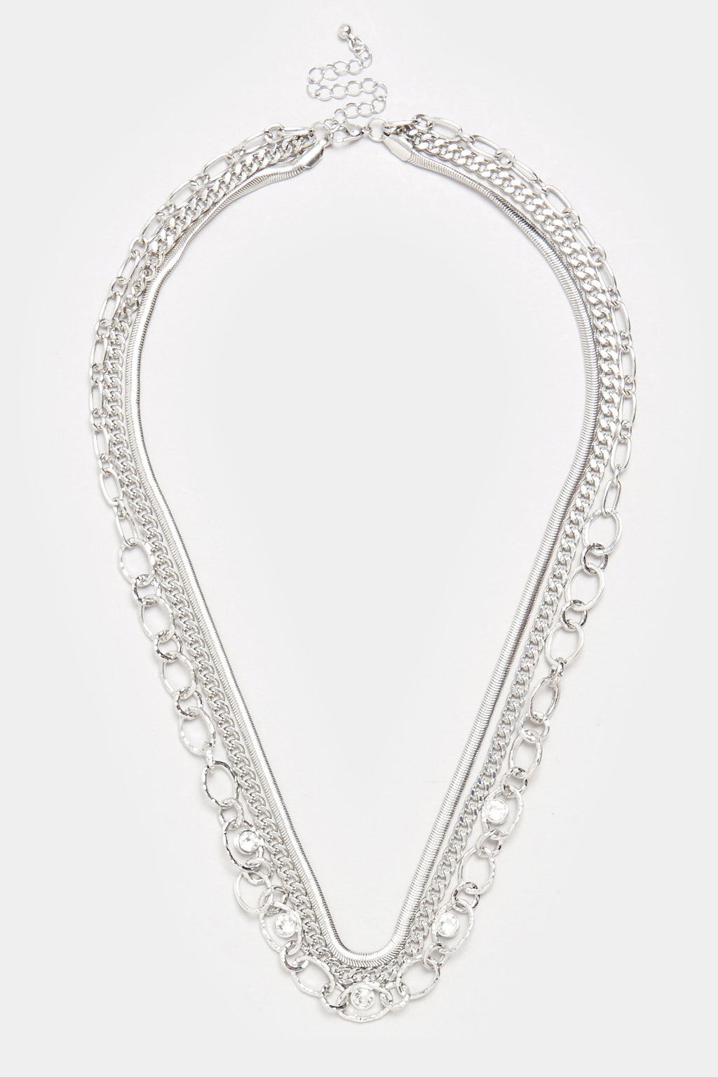 Collier Double Couche En Forme De Larme Argenté