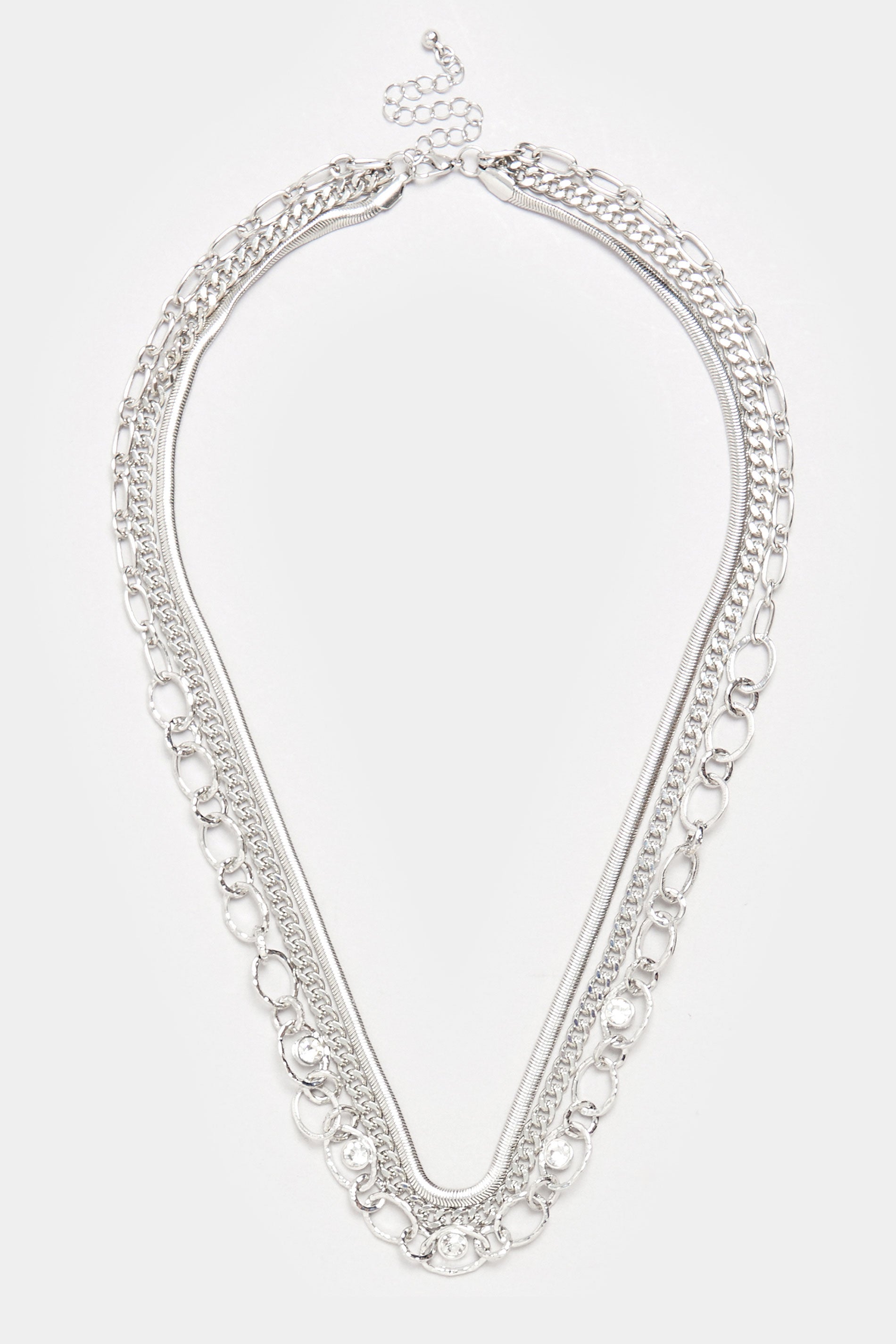  Collier Double Couche En Forme De Larme Argenté