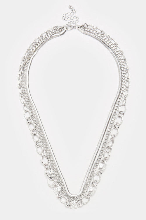 Collier Double Couche En Forme De Larme Argenté