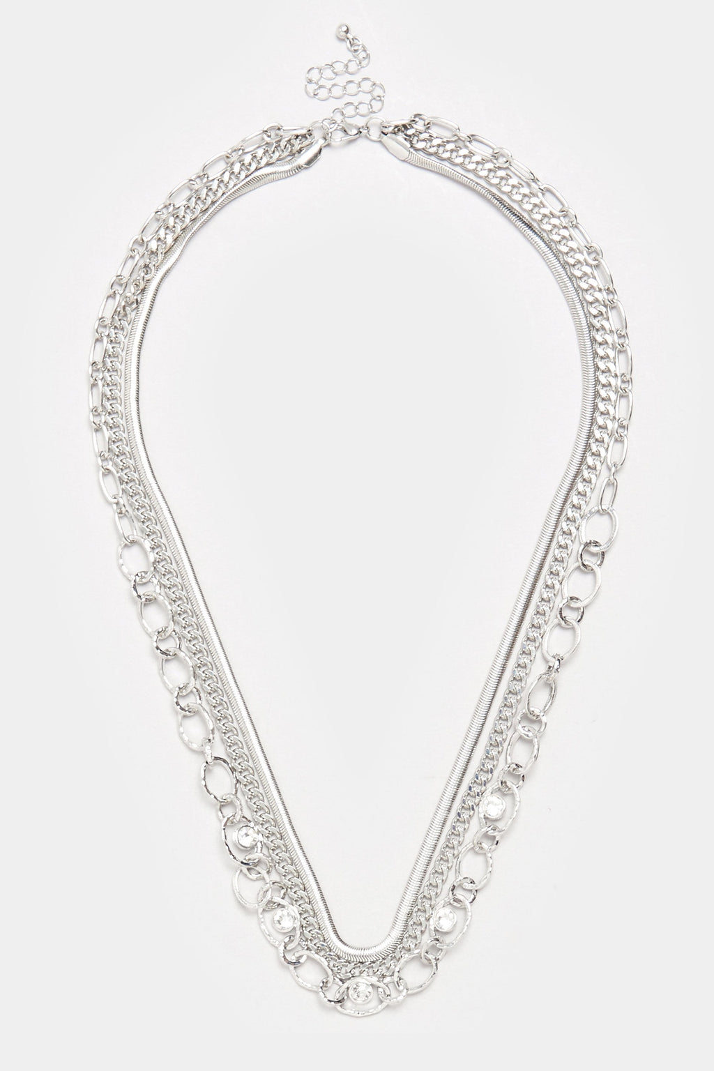  Collier Double Couche En Forme De Larme Argenté