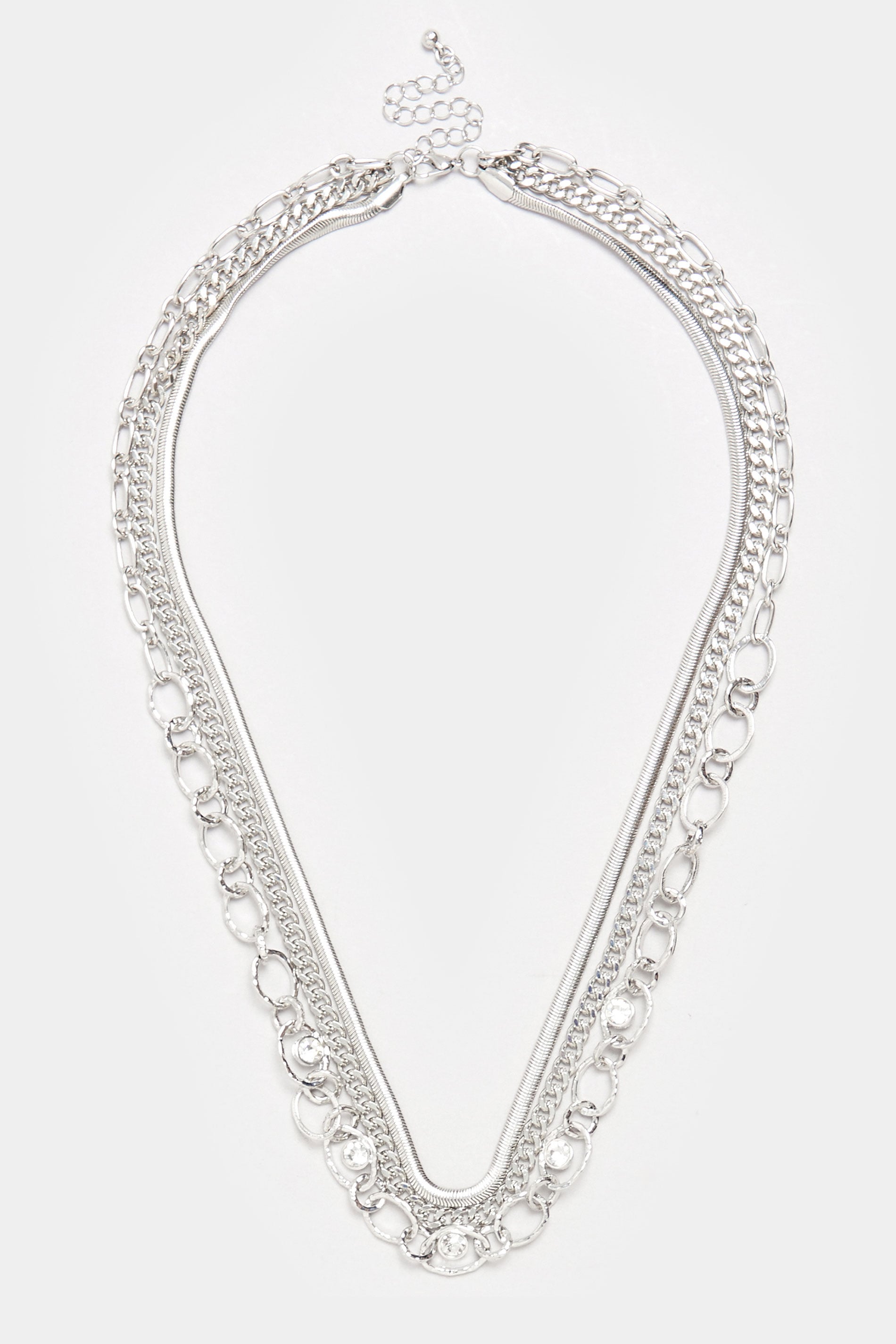  Collier Double Couche En Forme De Larme Argenté