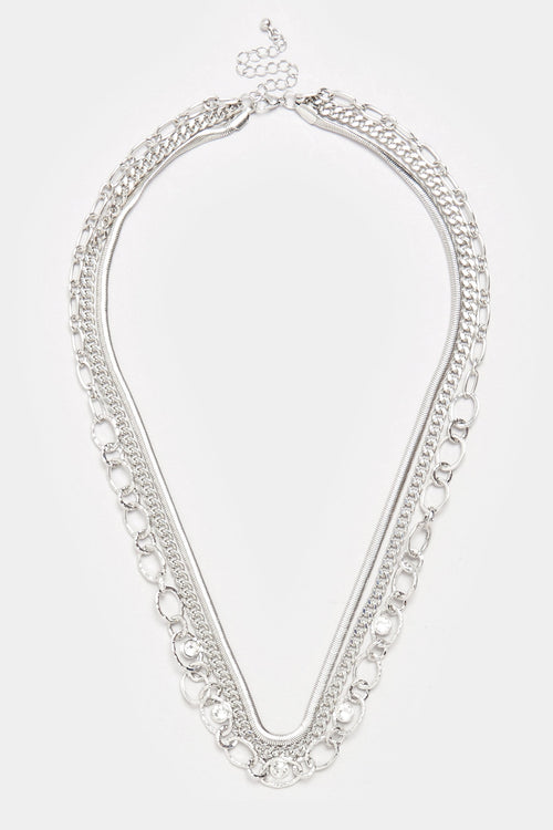  Collier Double Couche En Forme De Larme Argenté