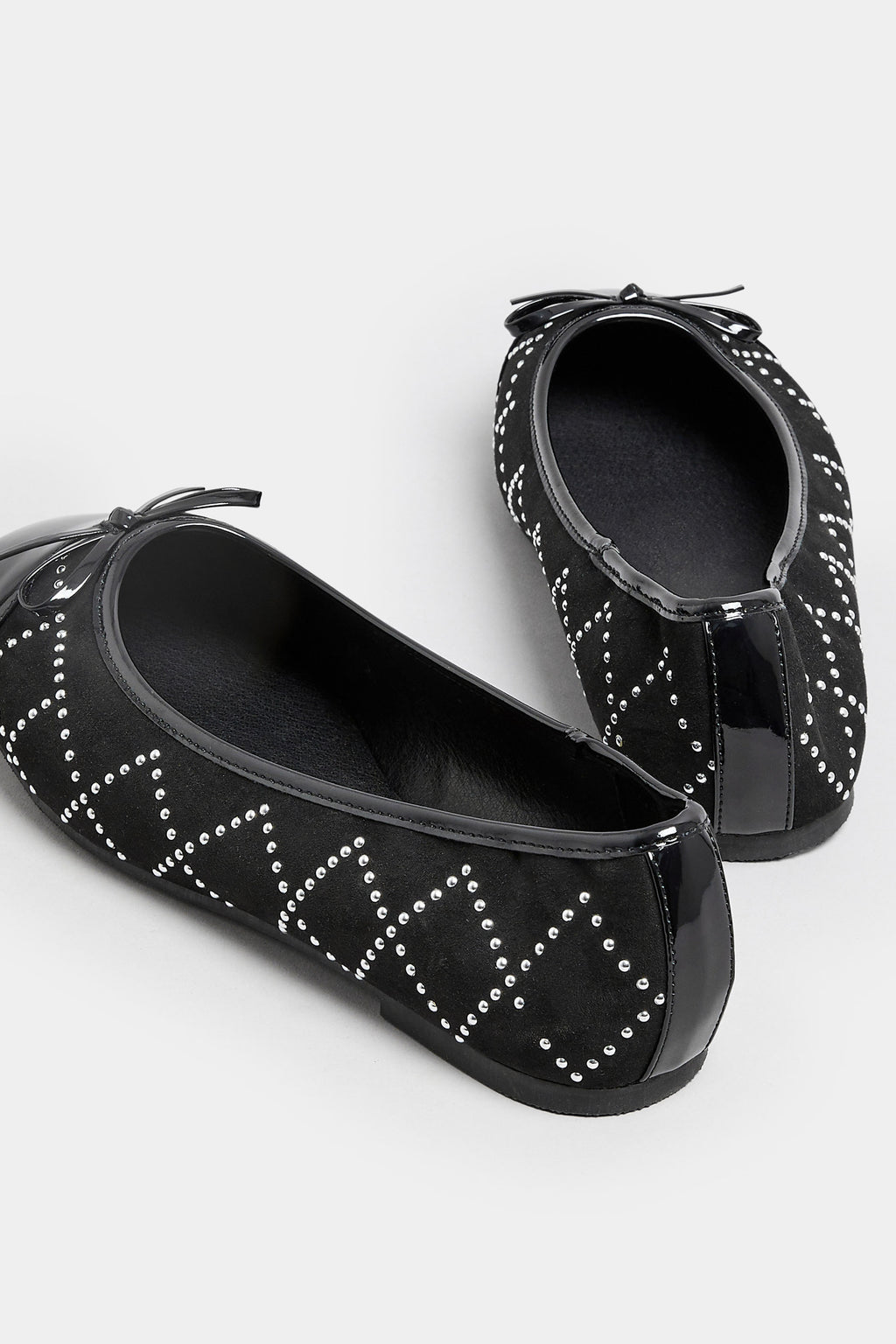  Ballerines Noires Carrées à Strass Effet Daim Pieds Extra Larges EEE