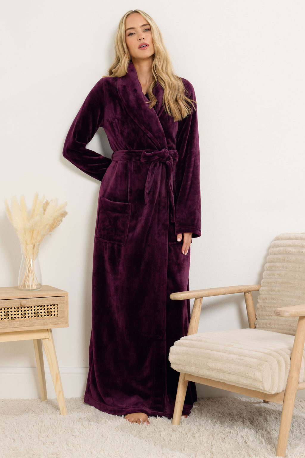  LTS Tall Burgundy Red Super Luxe Maxi Dressing Gown