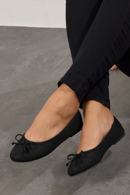  Ballerines Noires Pailletées Extra Larges EEE Fit