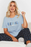  YOURS - Ensemble De Pyjama Bleu Wide Leg 'Sleep All Weekend'