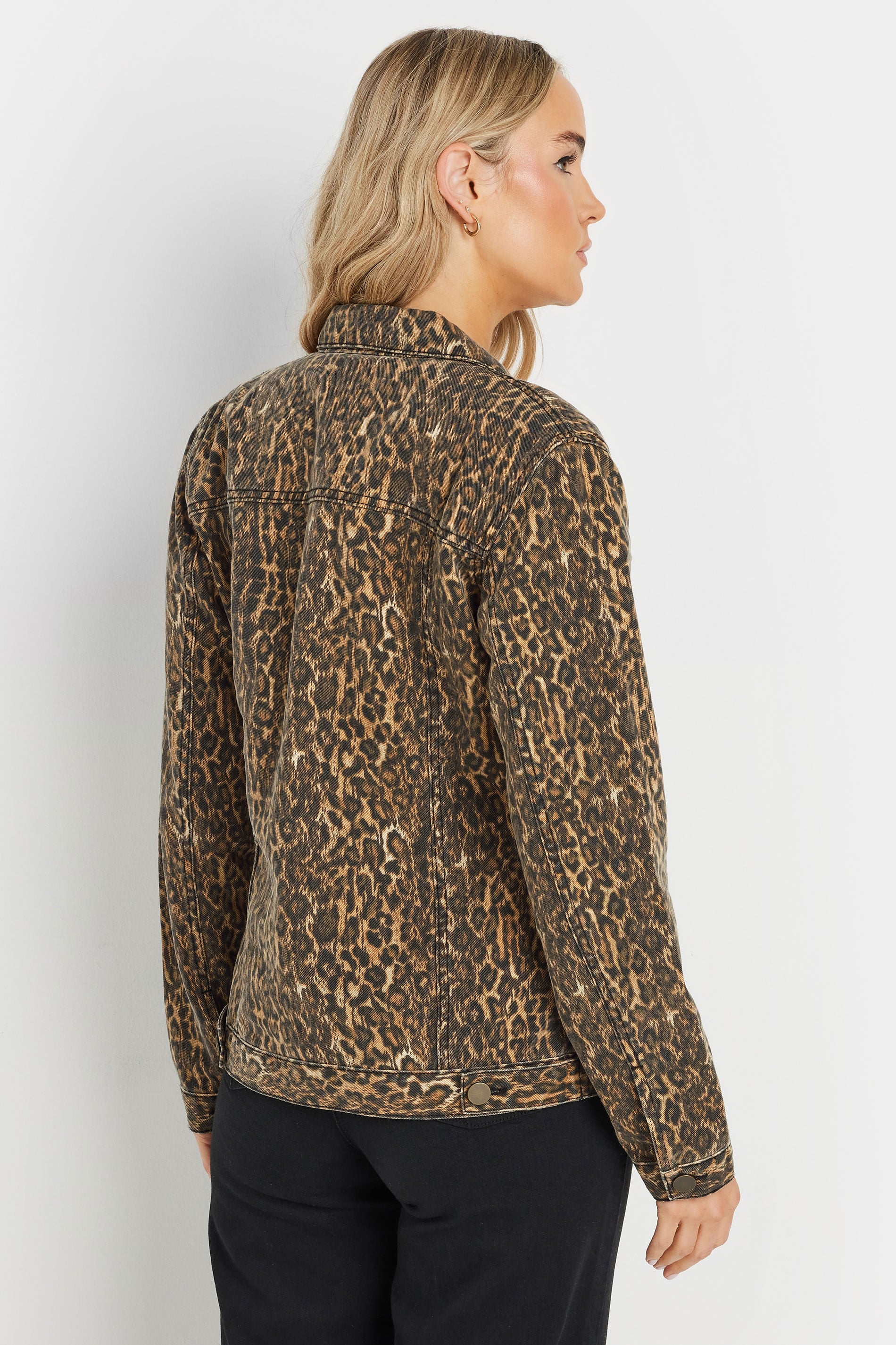  LTS Tall Brown Leopard Print Denim Jacket