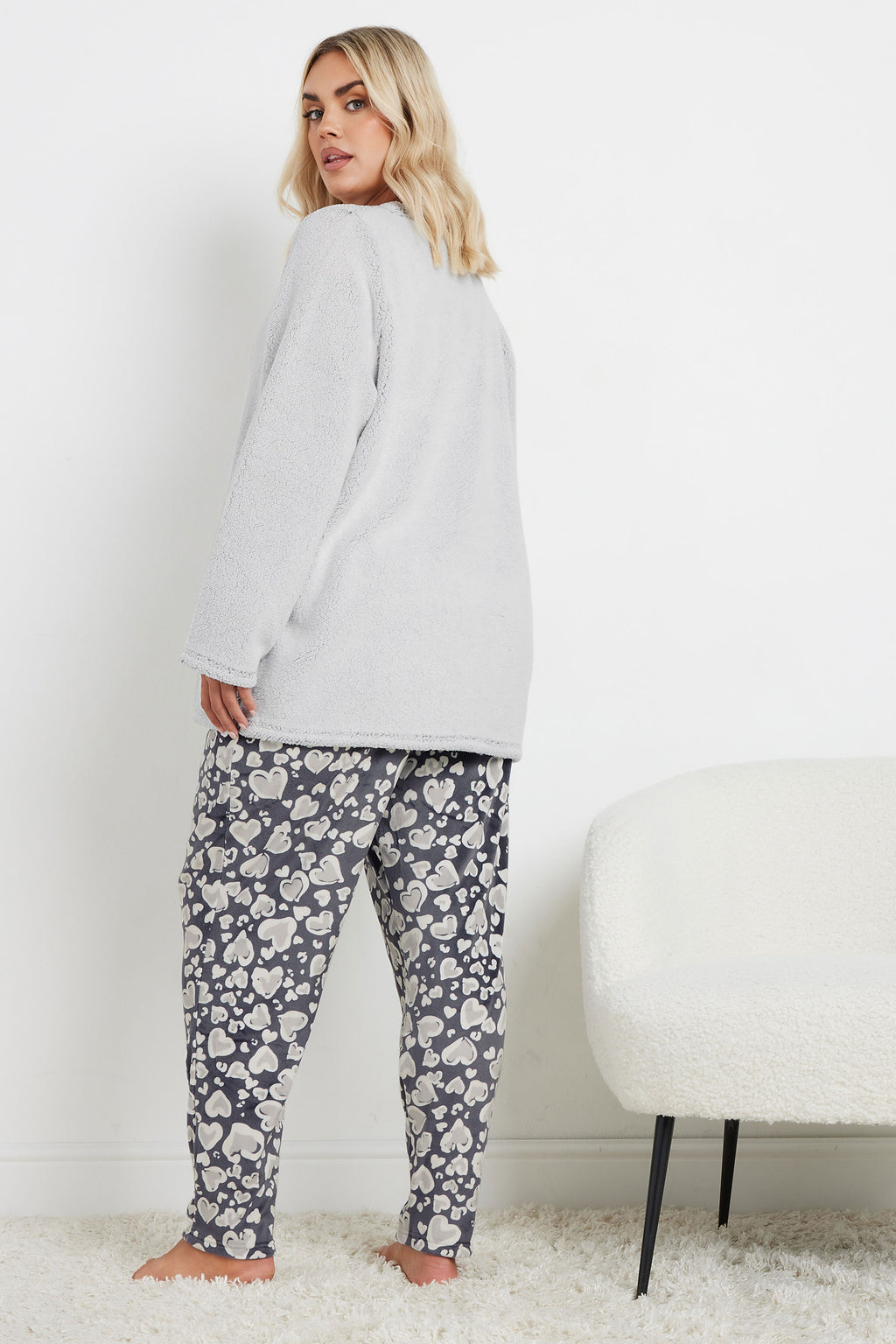  YOURS - Ensemble Loungewear Gris Animal En Peluche