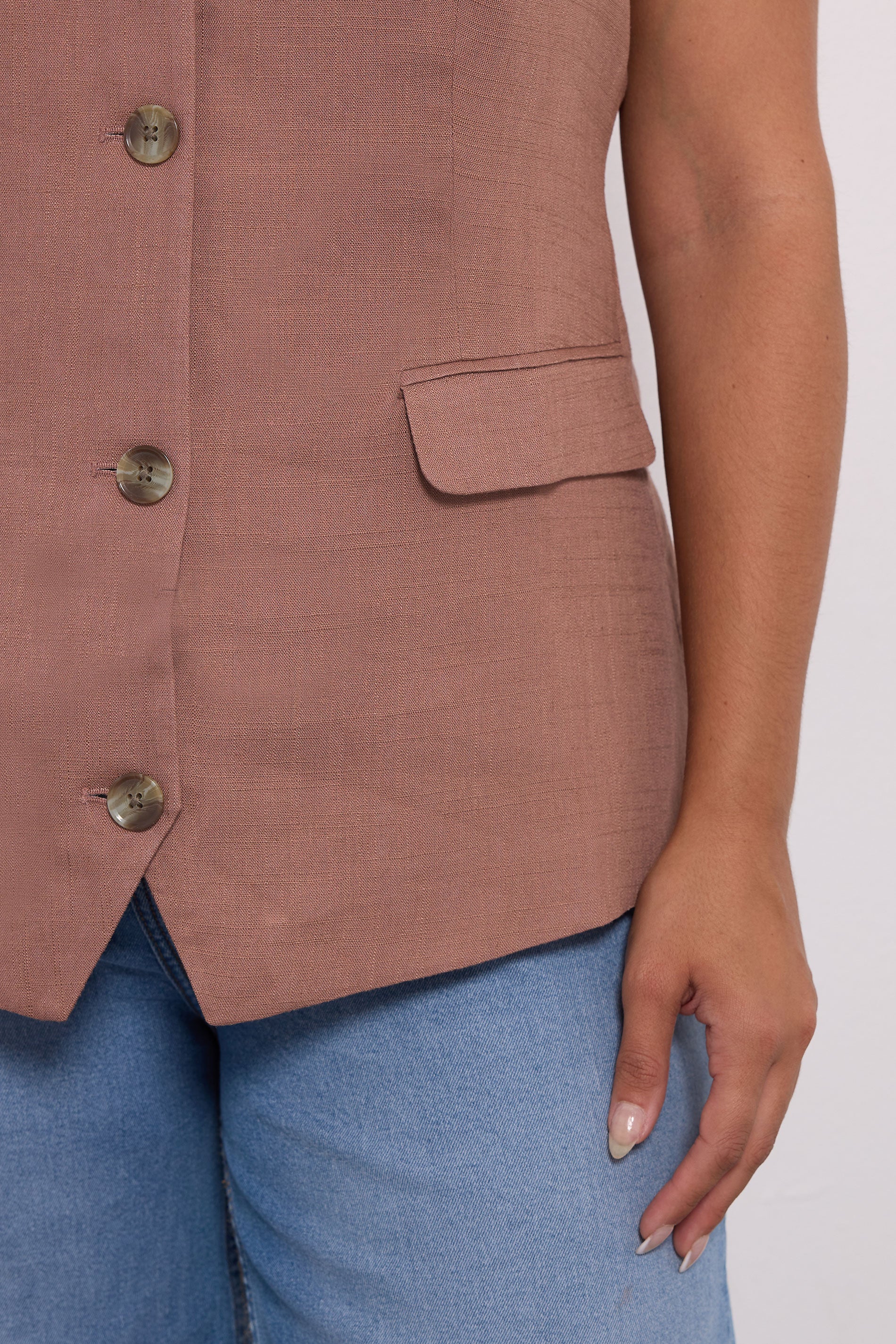  YOURS - Veste Sans Manches Rose Boutonnée