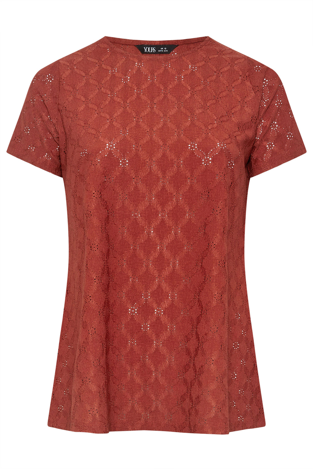  YOURS - T-Shirt Rouille Texturé Broderie Anglaise