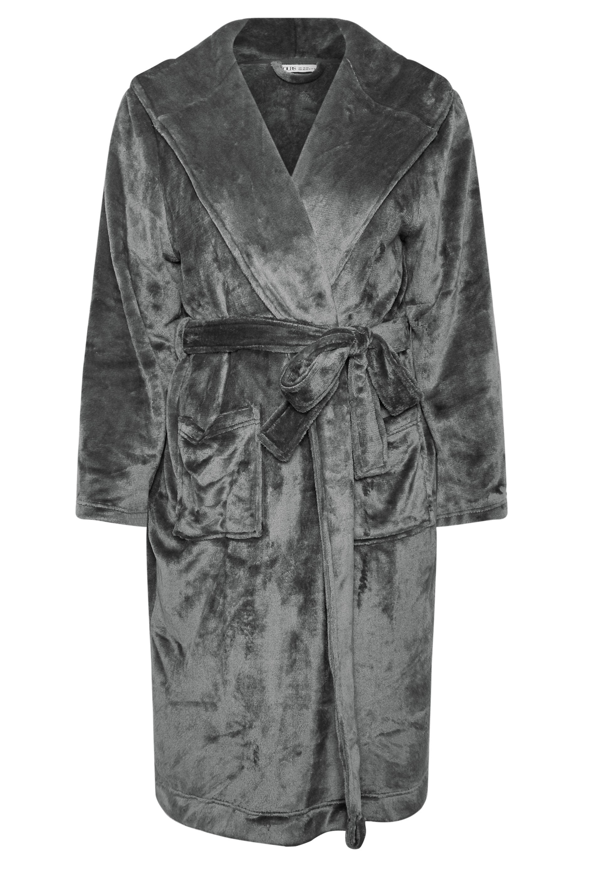  YOURS - Robe De Chambre En Gris Charbonneux à Capuche