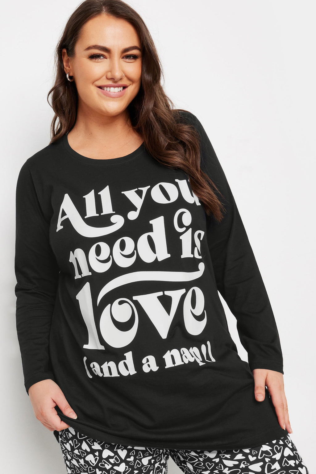  YOURS - Lot De 4 Pièces De Pyjamas Noir & Blanc Slogan