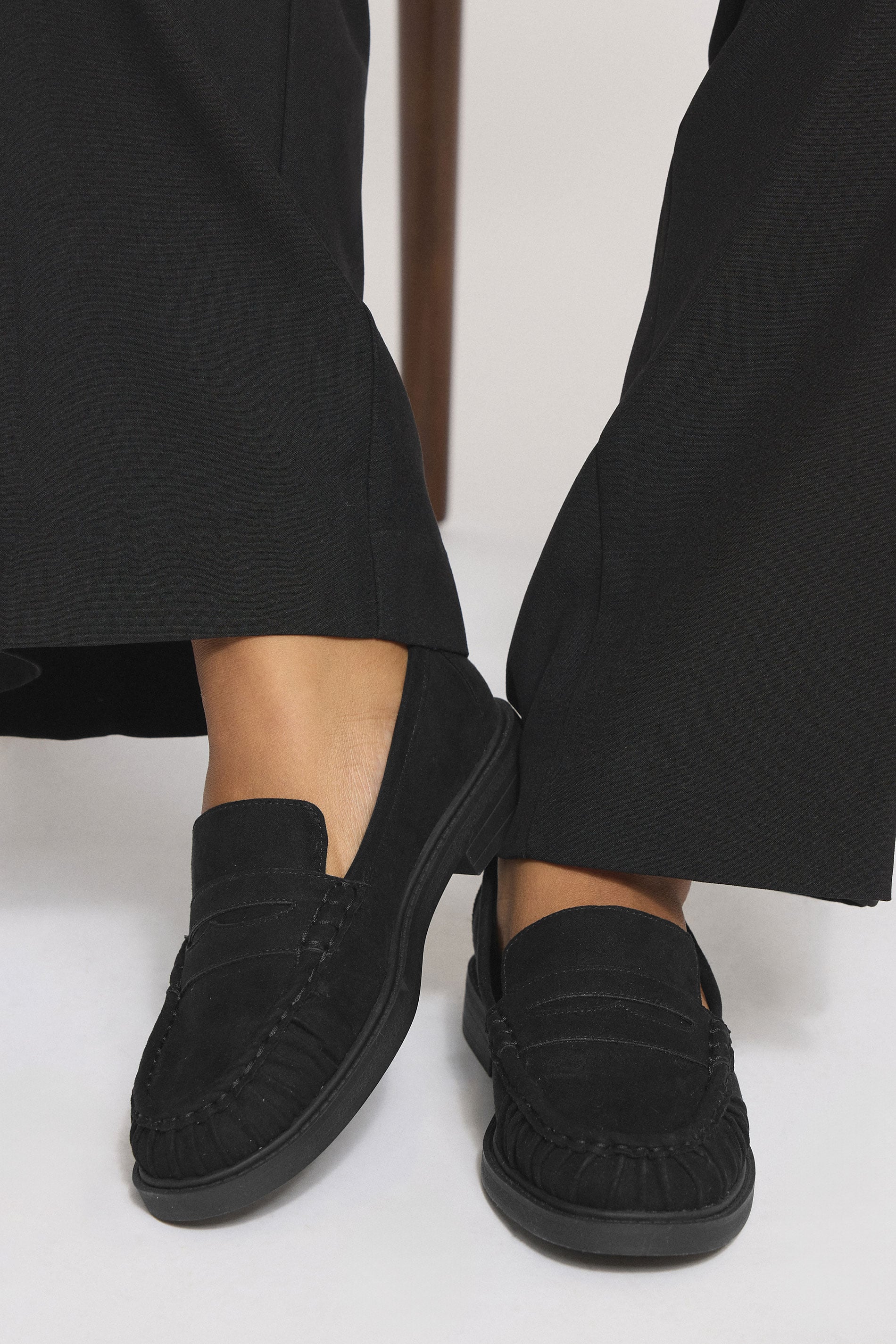  Mocassins Froncés En Similicuir Noir, Coupe Extra Large EEE