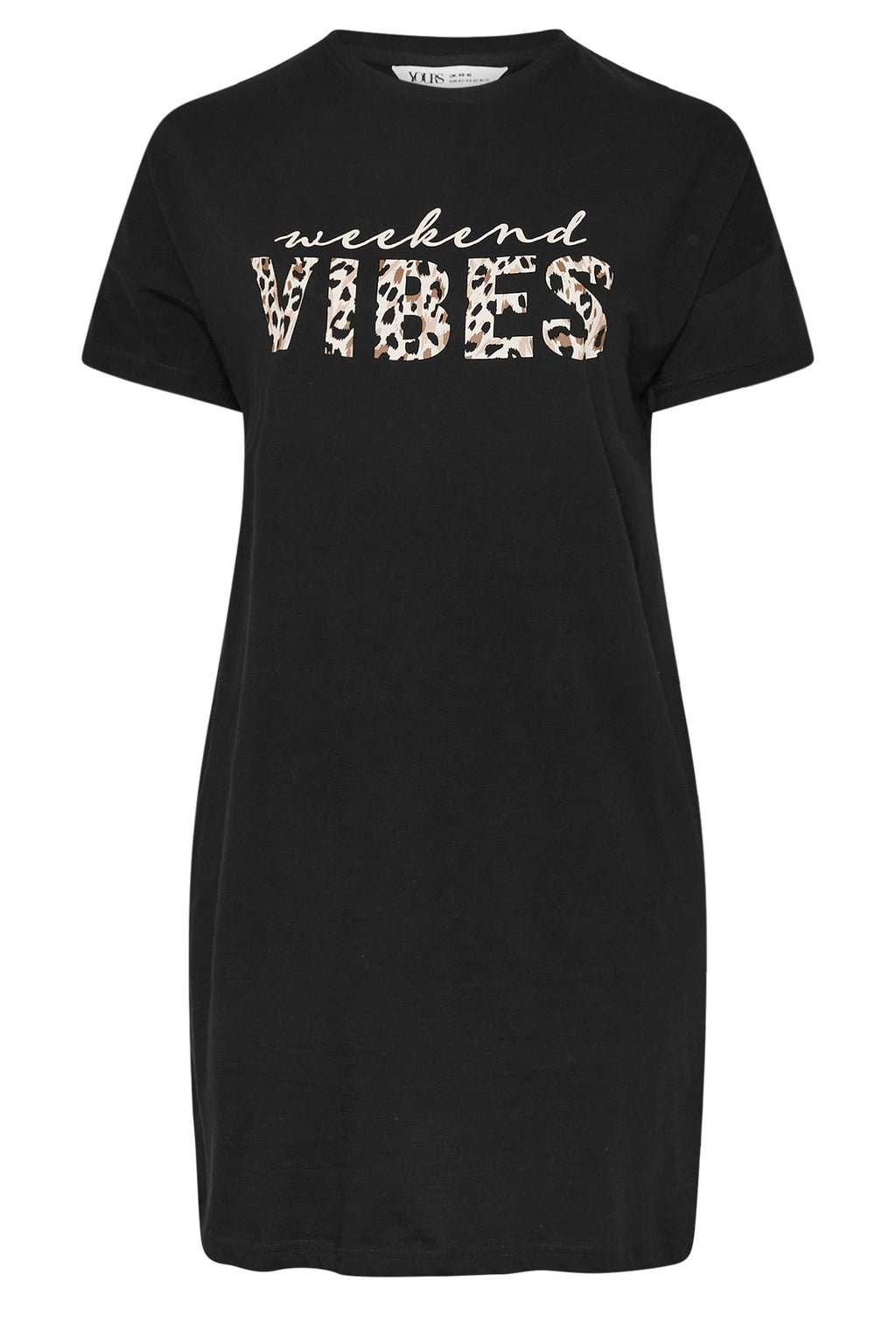  YOURS - Lot De 2 Chemises De Nuit Noire & Léopard 'Weekend Vibes'