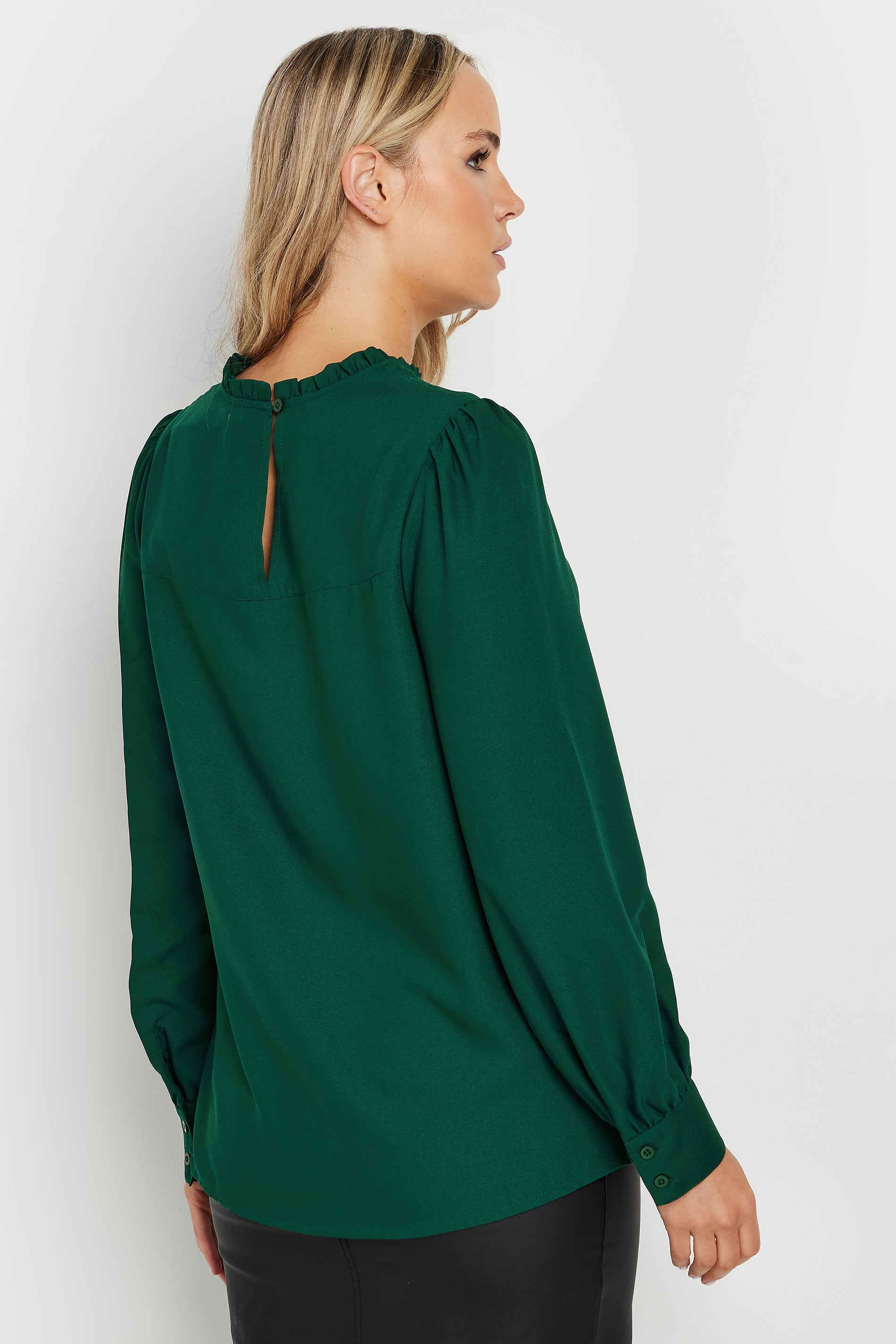  LTS Tall Dark Green Woven Pleated Blouse