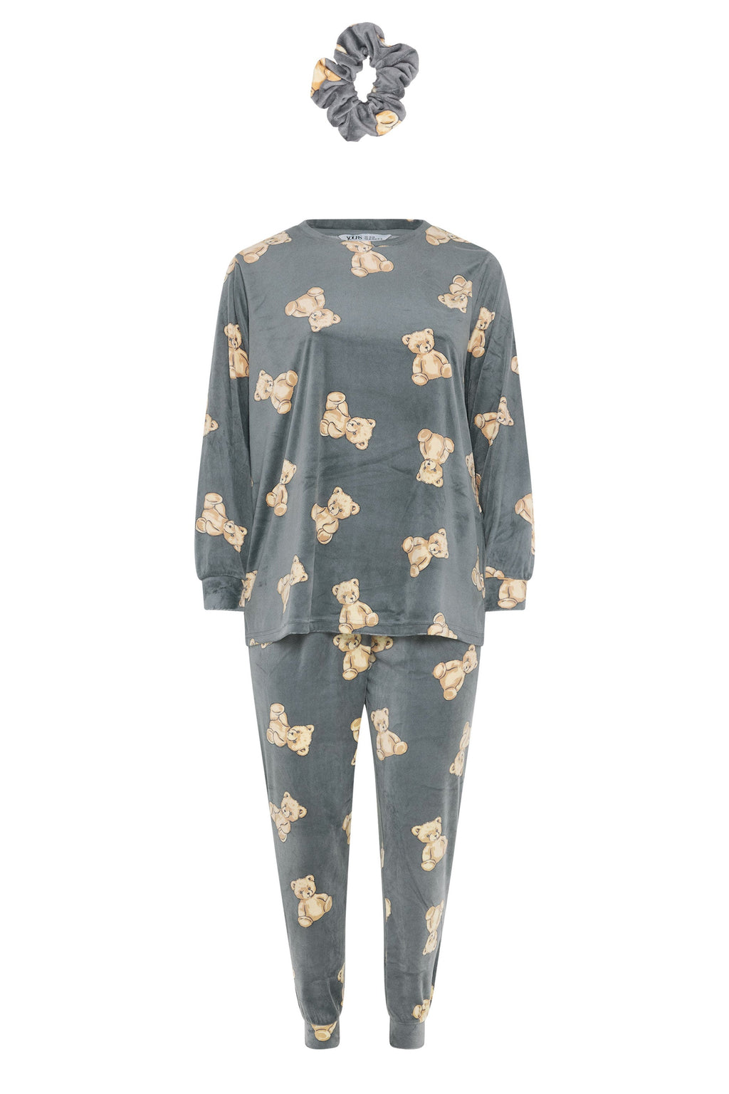  YOURS Curve Ensemble Pyjama Et Chouchou En Polaire Gris à Imprimé Teddy