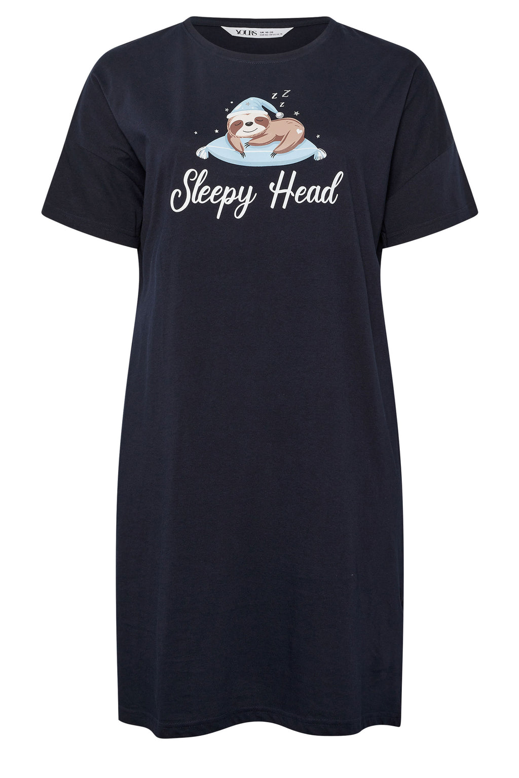  YOURS Curve Chemise De Nuit Bleu Marine « Sleepy Head » à Motif Paresseux